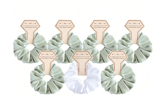 7Pc Satin Hair Scrunchies Set Sage