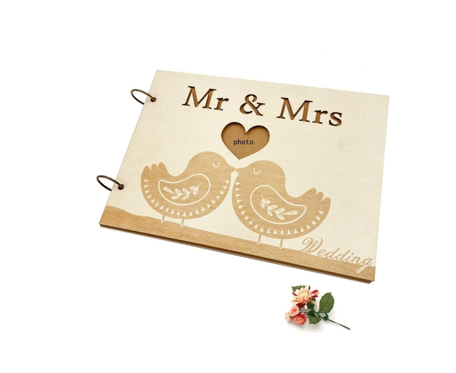 Mr & Mrs Wooden Guestbook 30 pages