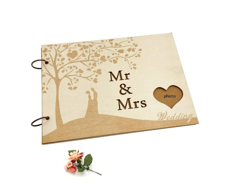 Mr & Mrs Wooden Guestbook 30 pages