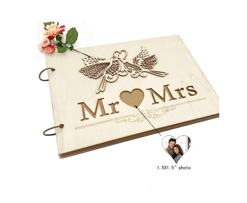 Mr & Mrs Wooden Guestbook 30 pages