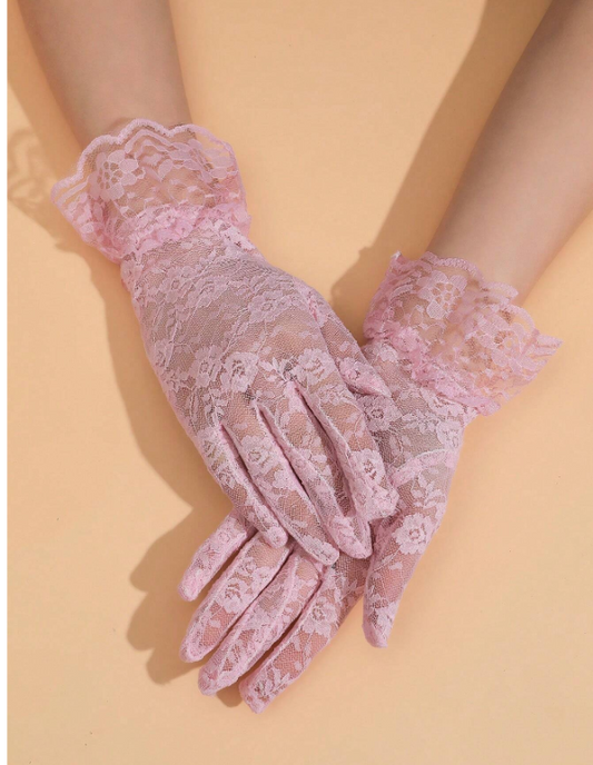 Pink Lace Gloves