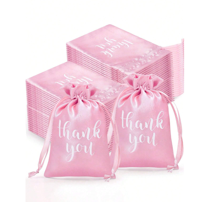 50Pcs Thank You Satin Gift Bags