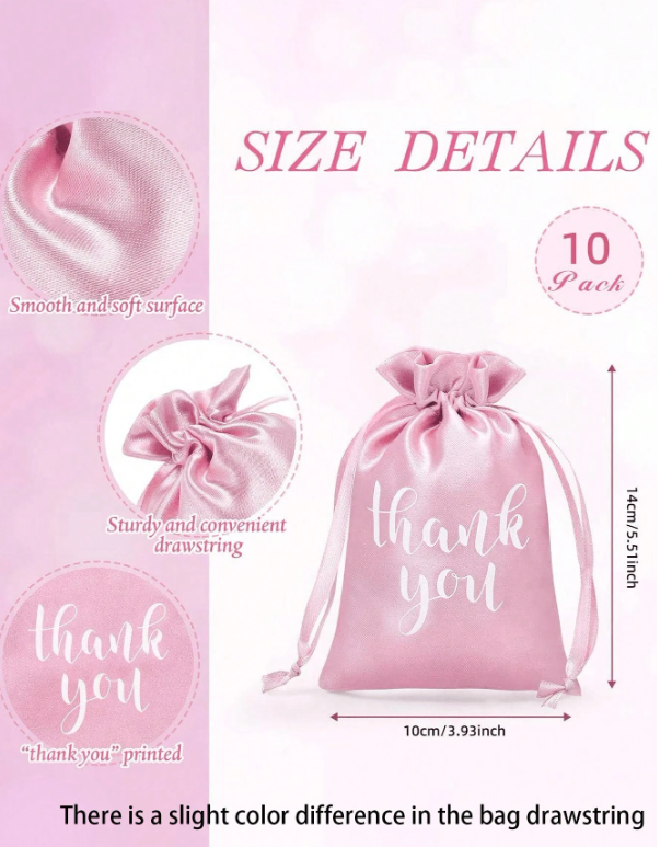 50Pcs Thank You Satin Gift Bags