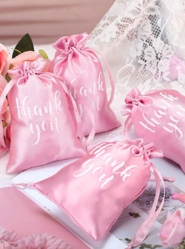 50Pcs Thank You Satin Gift Bags