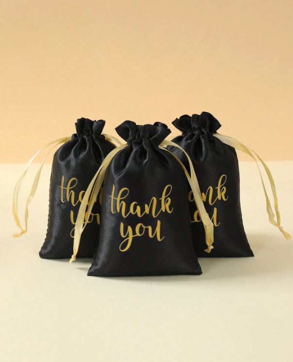 50Pcs Thank You Satin Gift Bags