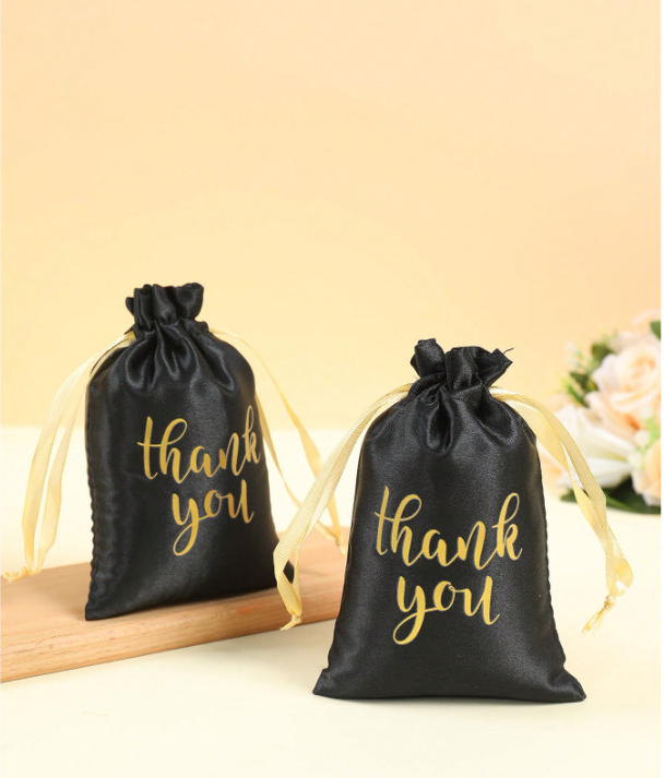 50Pcs Thank You Satin Gift Bags