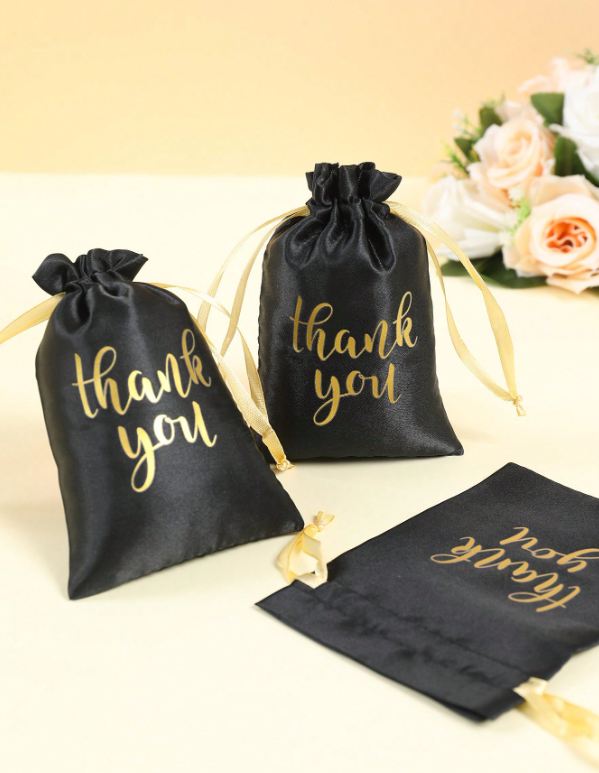 50Pcs Thank You Satin Gift Bags