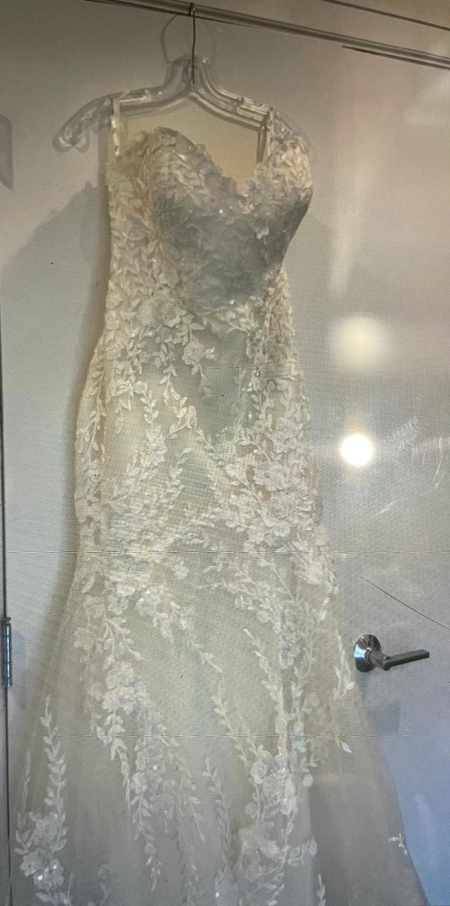 Gorgeous dress with lace overlay detail and a train