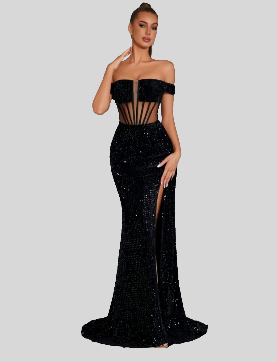 Preorder Glittering Off-Shoulder Evening Party Dress