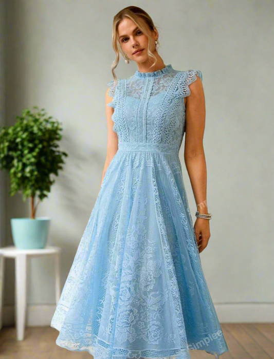 Simplee Lace Fan-Shaped Dress