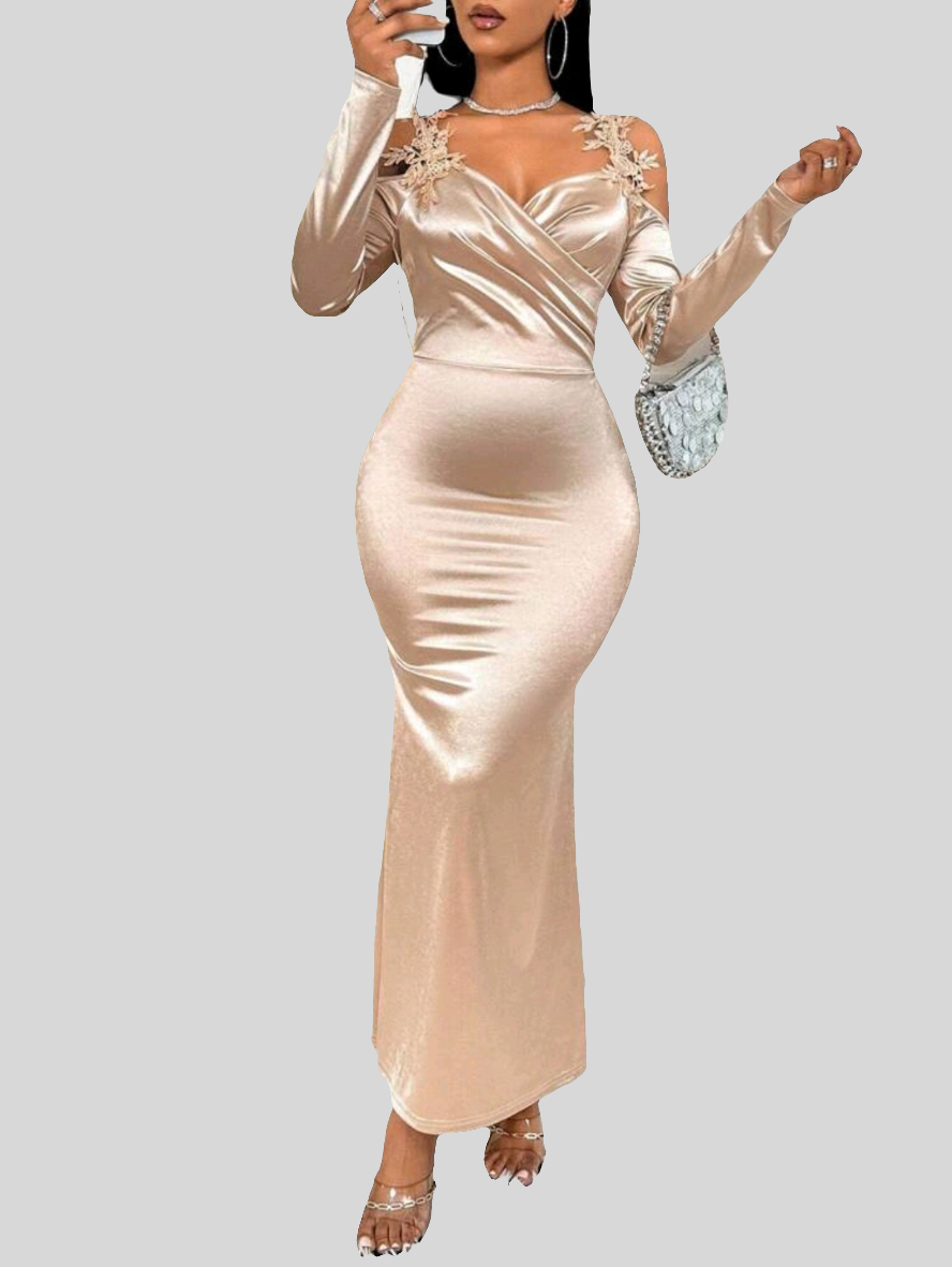 Satin Off Shoulder Slim Dress