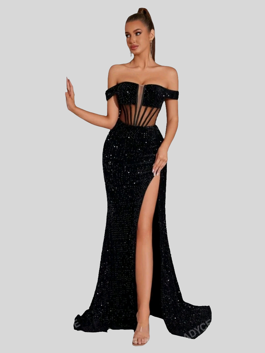 Preorder Glittering Off-Shoulder Evening Party Dress