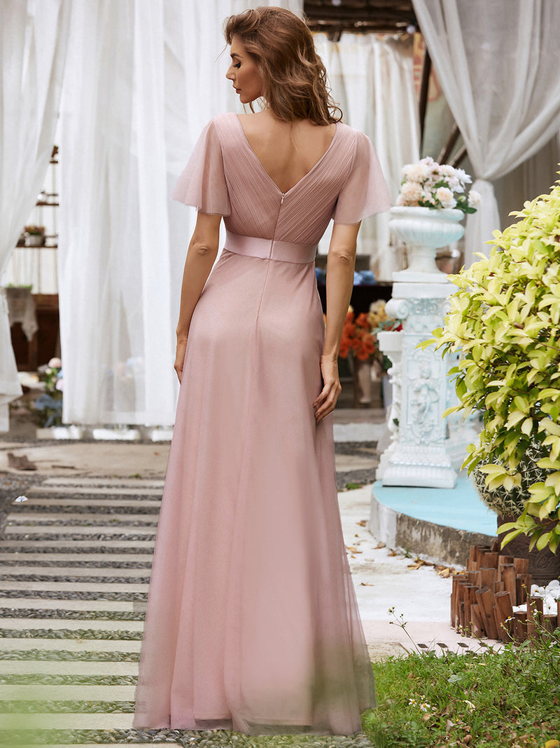 Floor-Length Bridesmaid Dresses Blush Pink