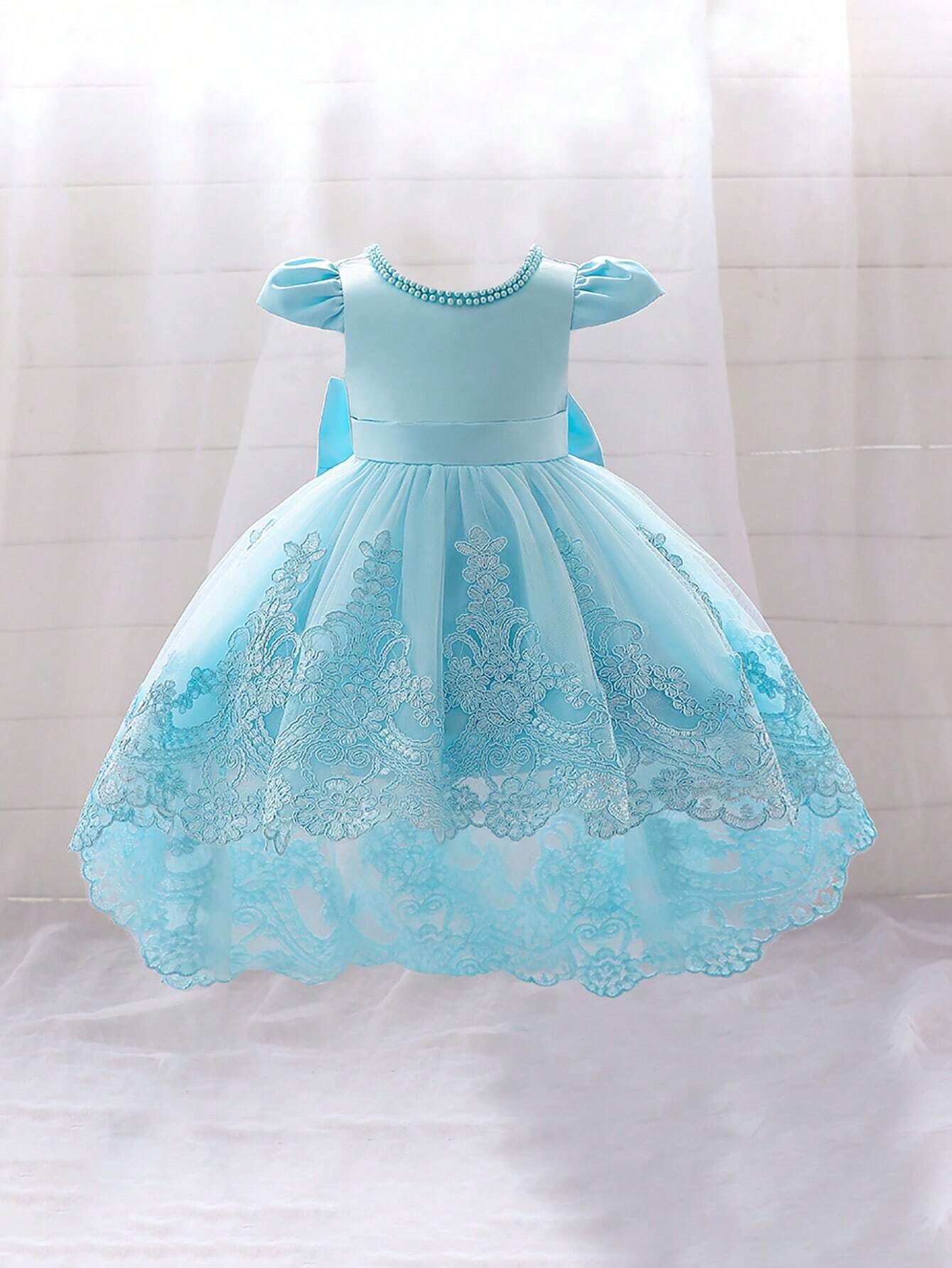 Girls Embroidery Mesh Hem Party Dress Preorder