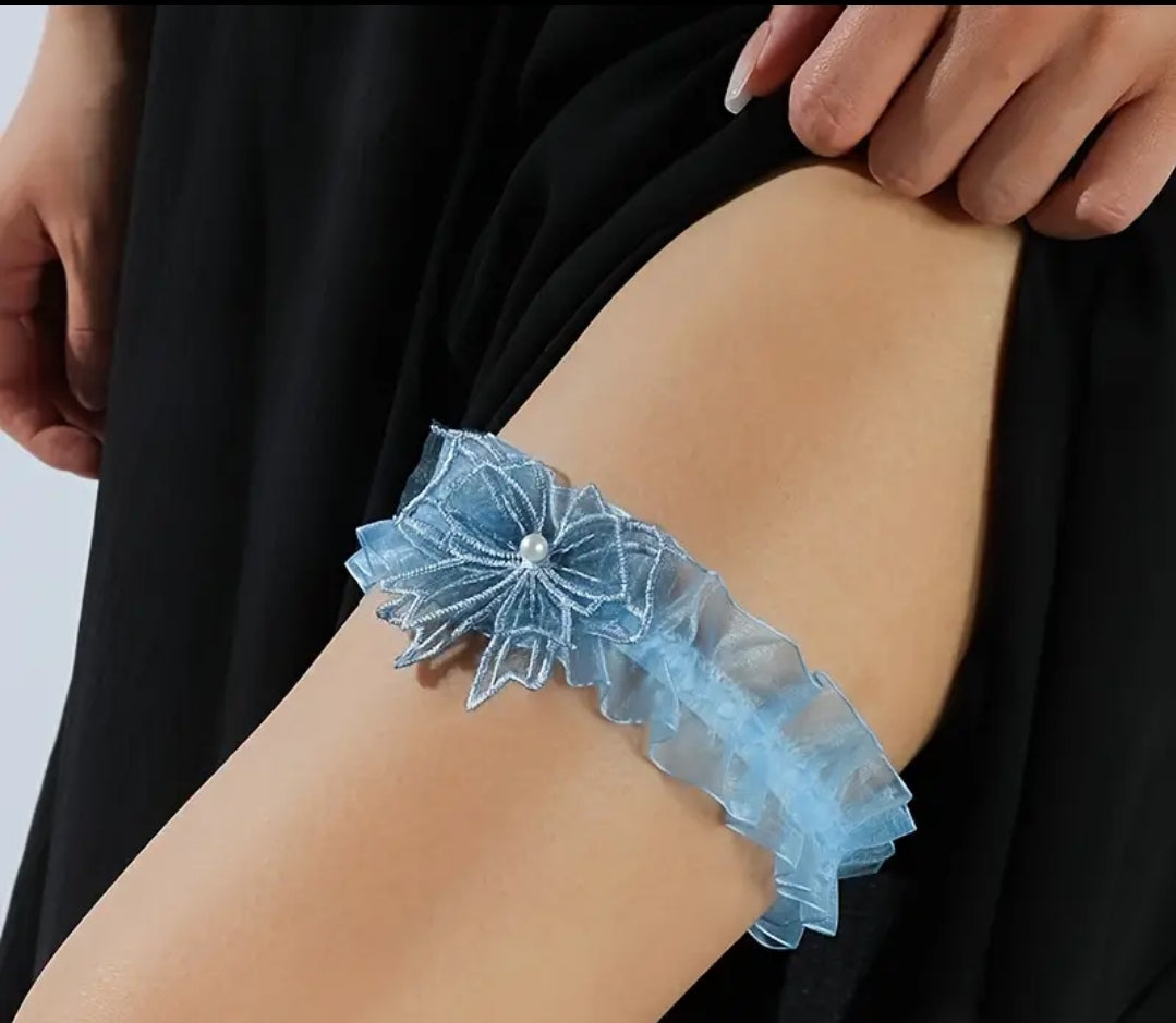 Blue Sheer Mesh Garter