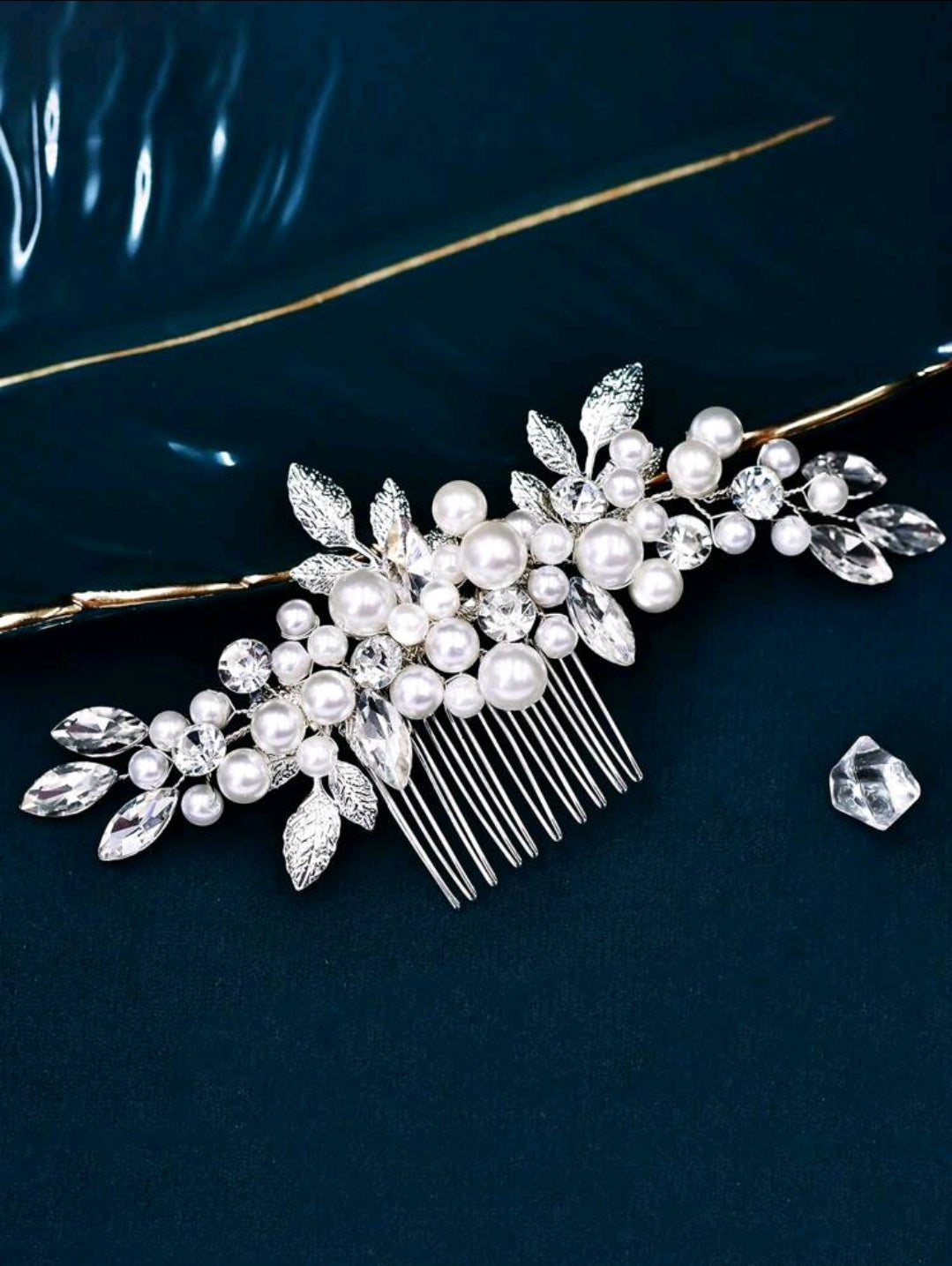 1pc Faux Pearl & Flower Decor Elegant Bridal Hair Band