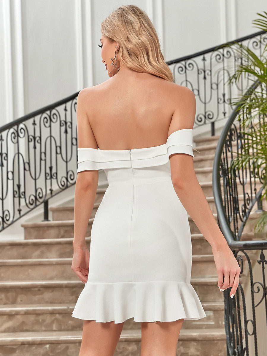 Off Shoulder Above Knee  Cocktail Dress