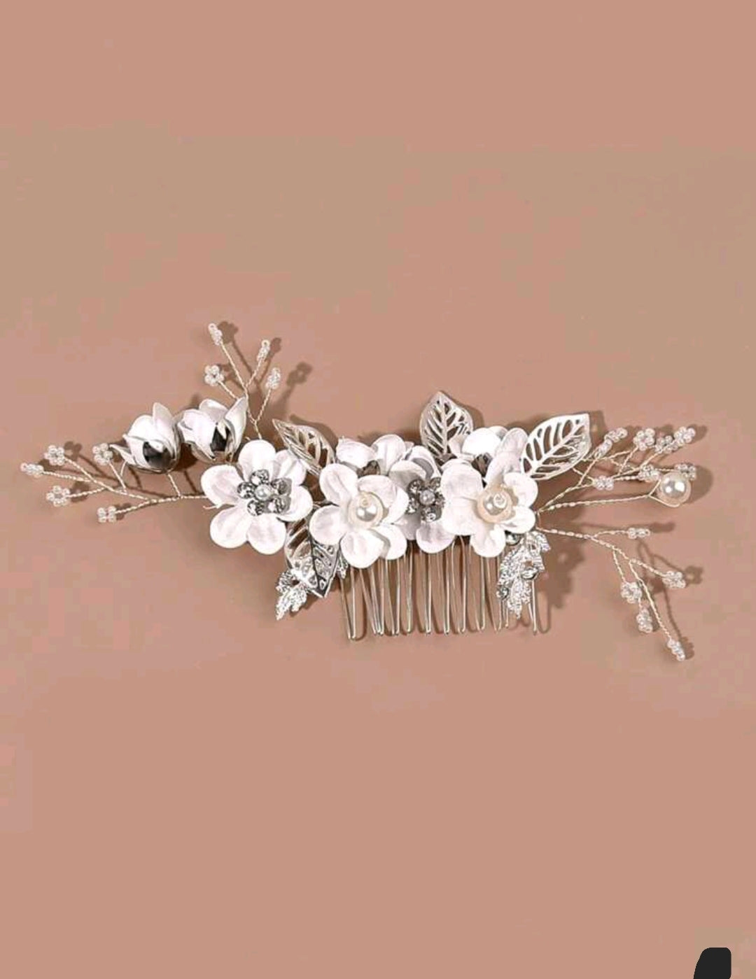 Faux Pearl & Flower Decor Elegant Hair Clip