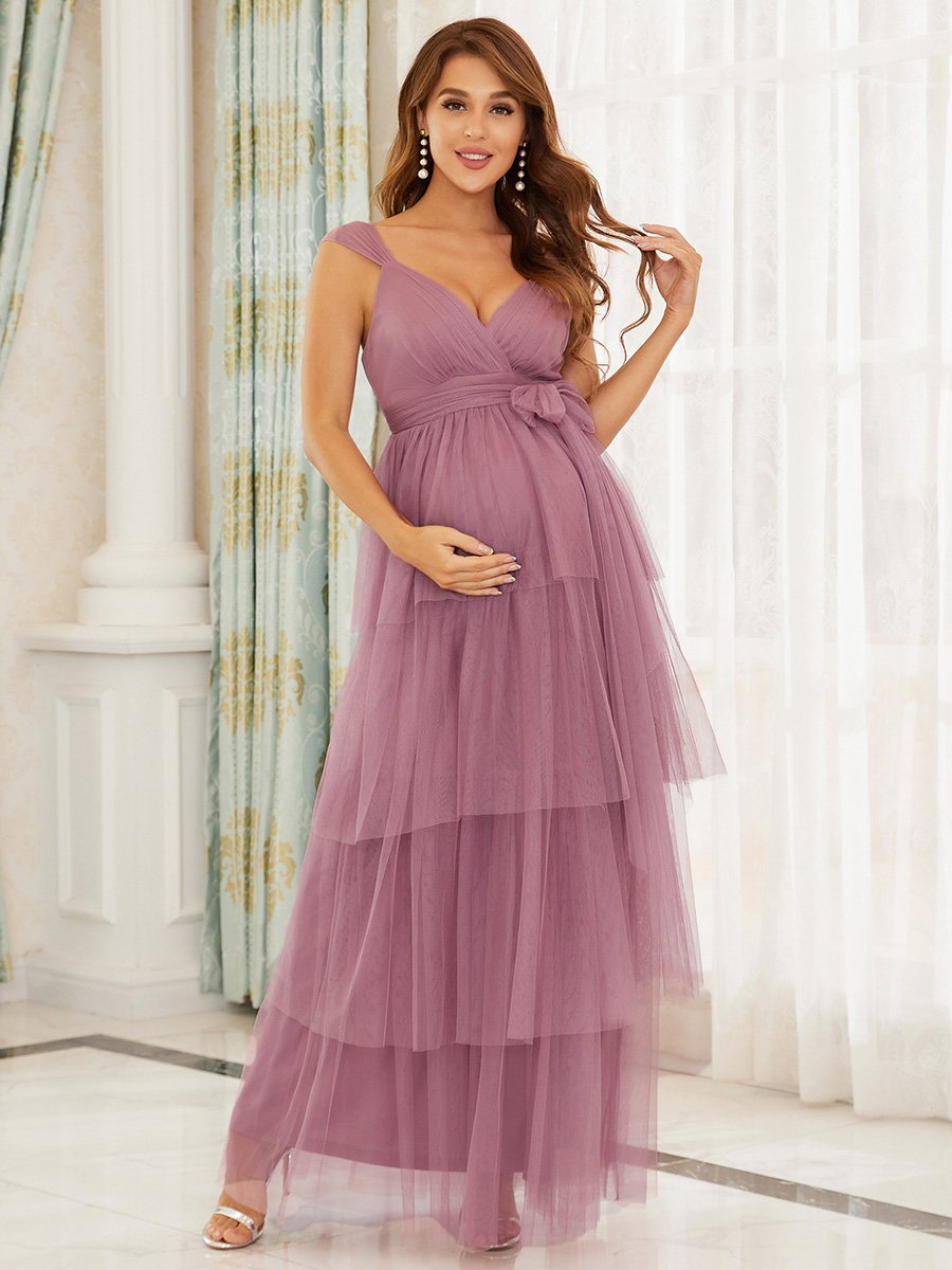 Orchid Strappy Layered Maternity Dress