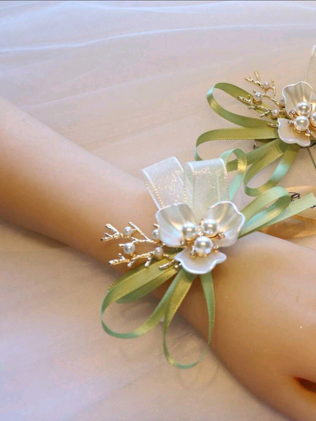 Green Pearl Wrist Corsage