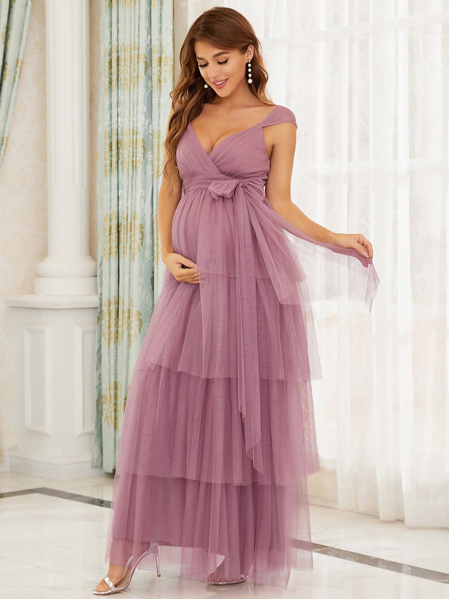 Orchid Strappy Layered Maternity Dress