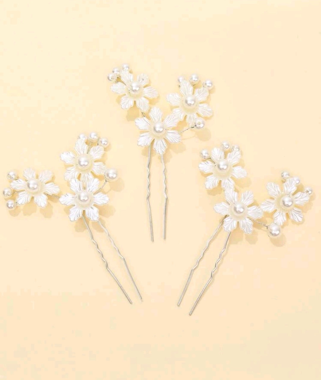 3pcs Faux Pearl & Flower Decor Hair Pin