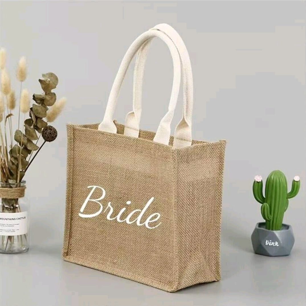 Bride Burlap Tote Bag