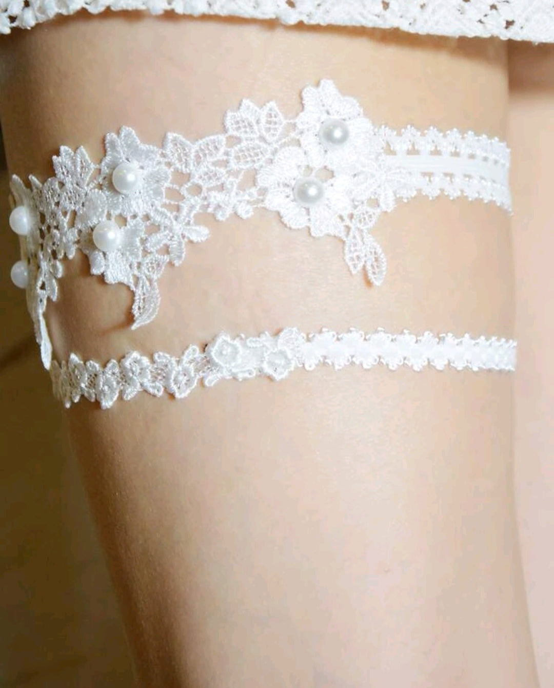 2pcs Faux Pearl Decor Bridal Garter