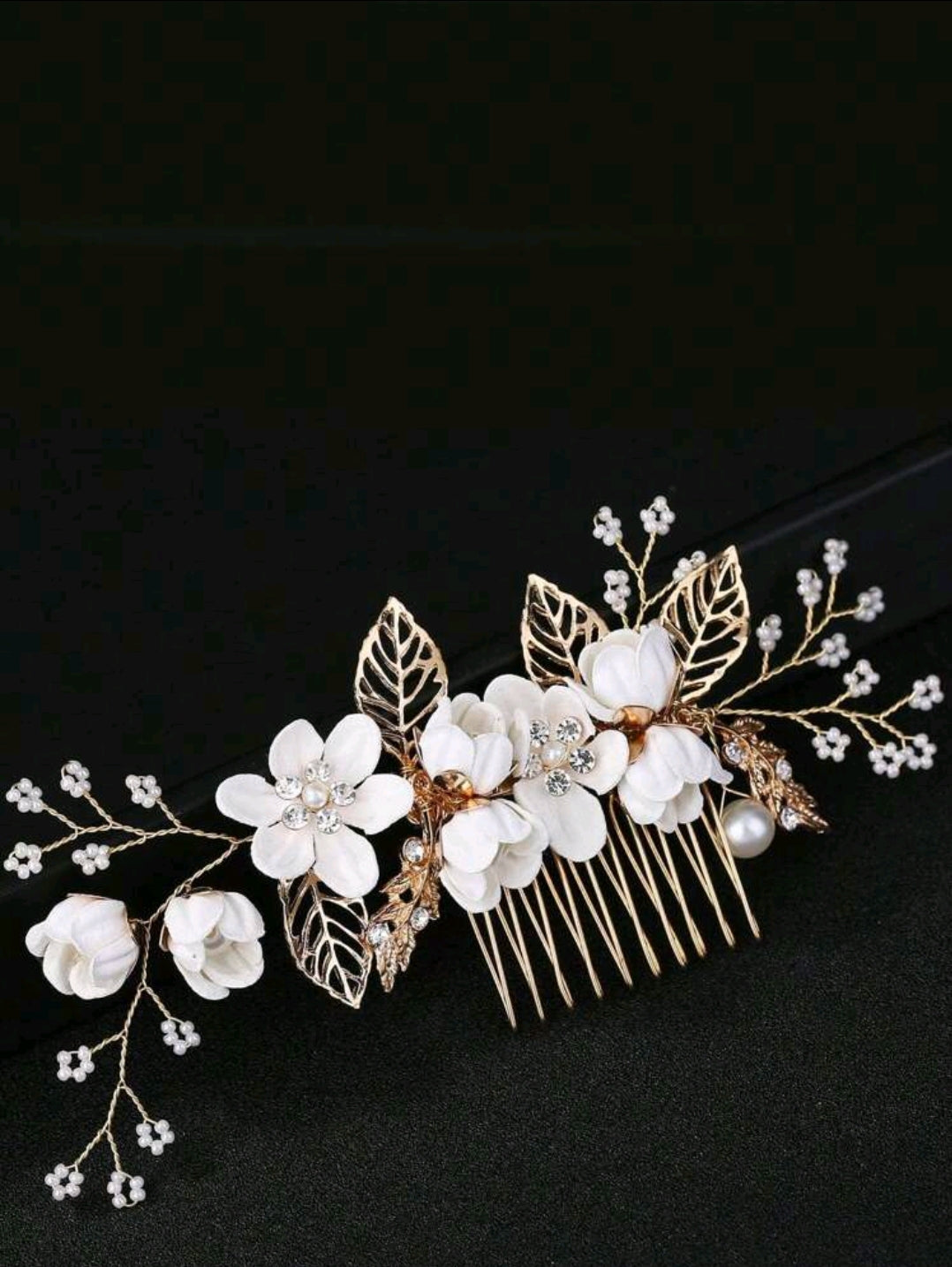 Faux Pearl & Flower Decor Elegant Hair Clip