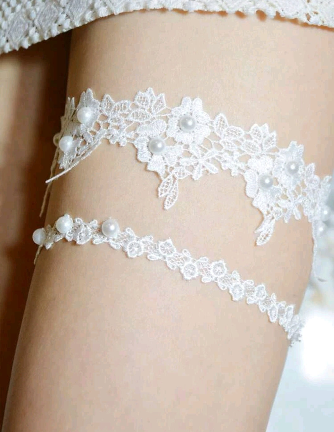 2pcs Faux Pearl Decor Bridal Garter