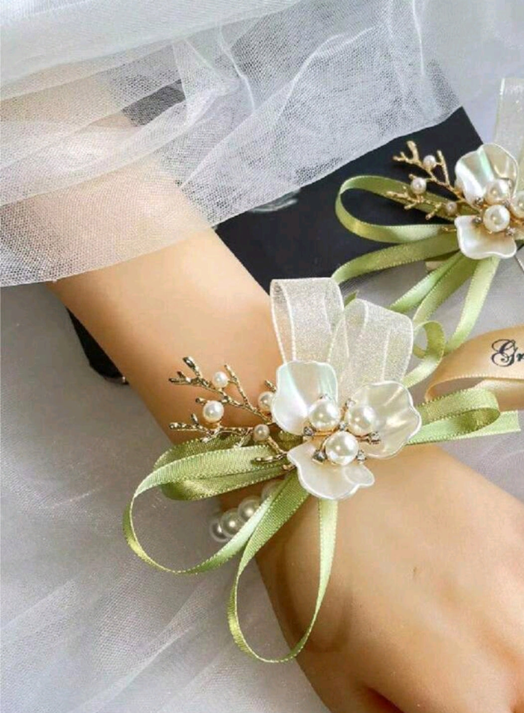 Green Pearl Wrist Corsage