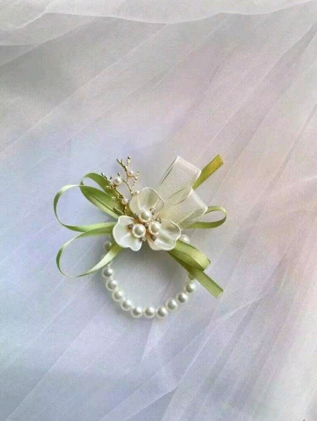 Green Pearl Wrist Corsage