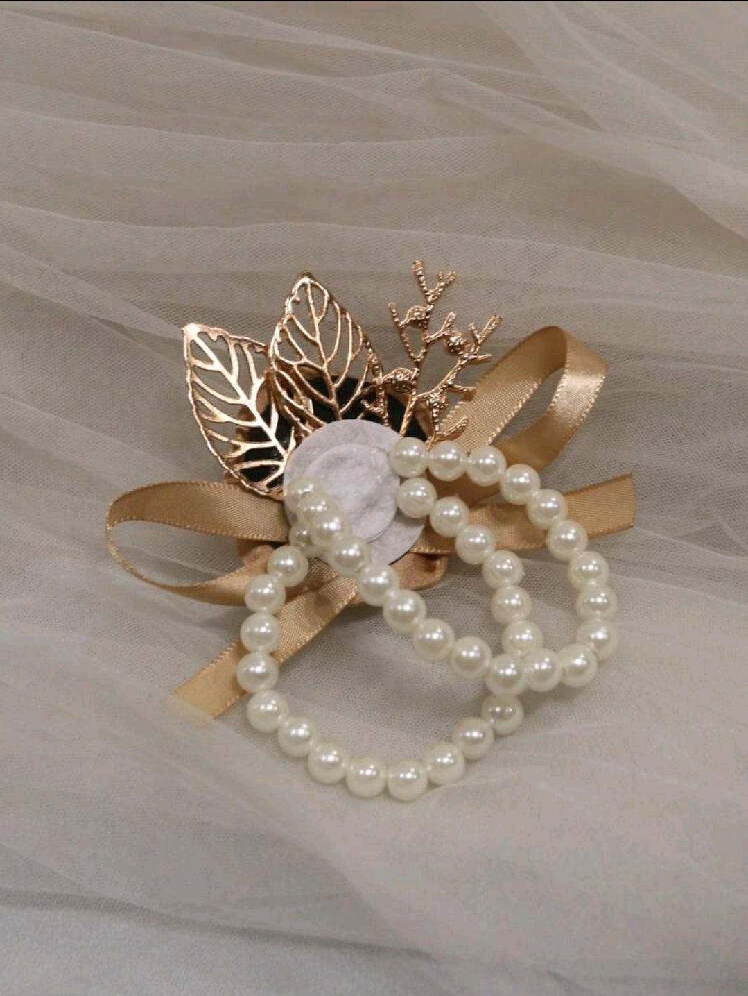 Korean Style Rose And Pearl Elastic Wrist Corsage