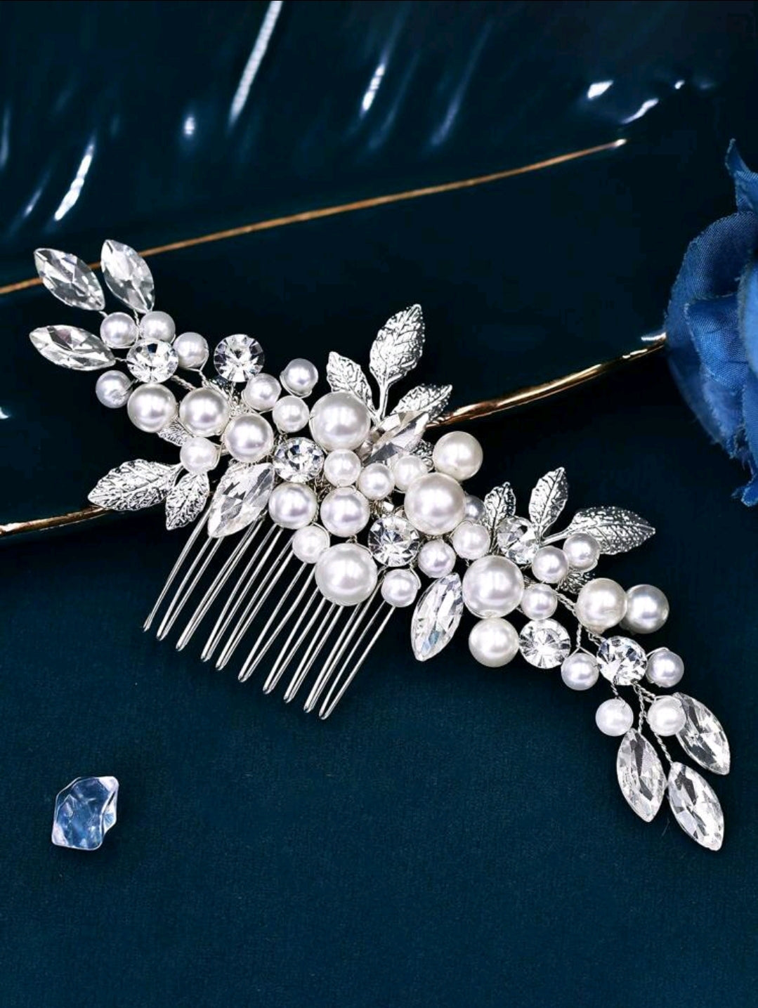 1pc Faux Pearl & Flower Decor Elegant Bridal Hair Band