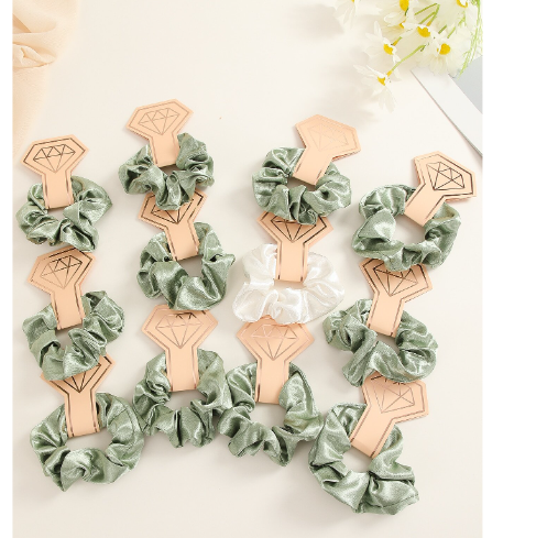 7Pc Satin Hair Scrunchies Set Bridal Team