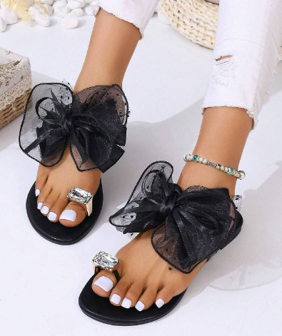 Bow Slipper With Gemstone Décor Buckle