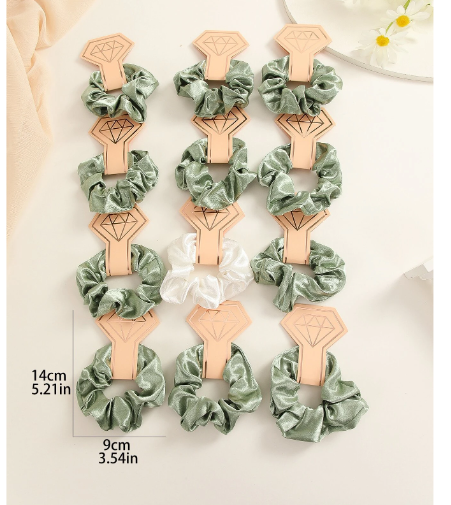 7Pc Satin Hair Scrunchies Set Bridal Team