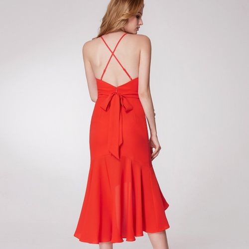 V Neck Fishtail Cocktail Occasion Dress