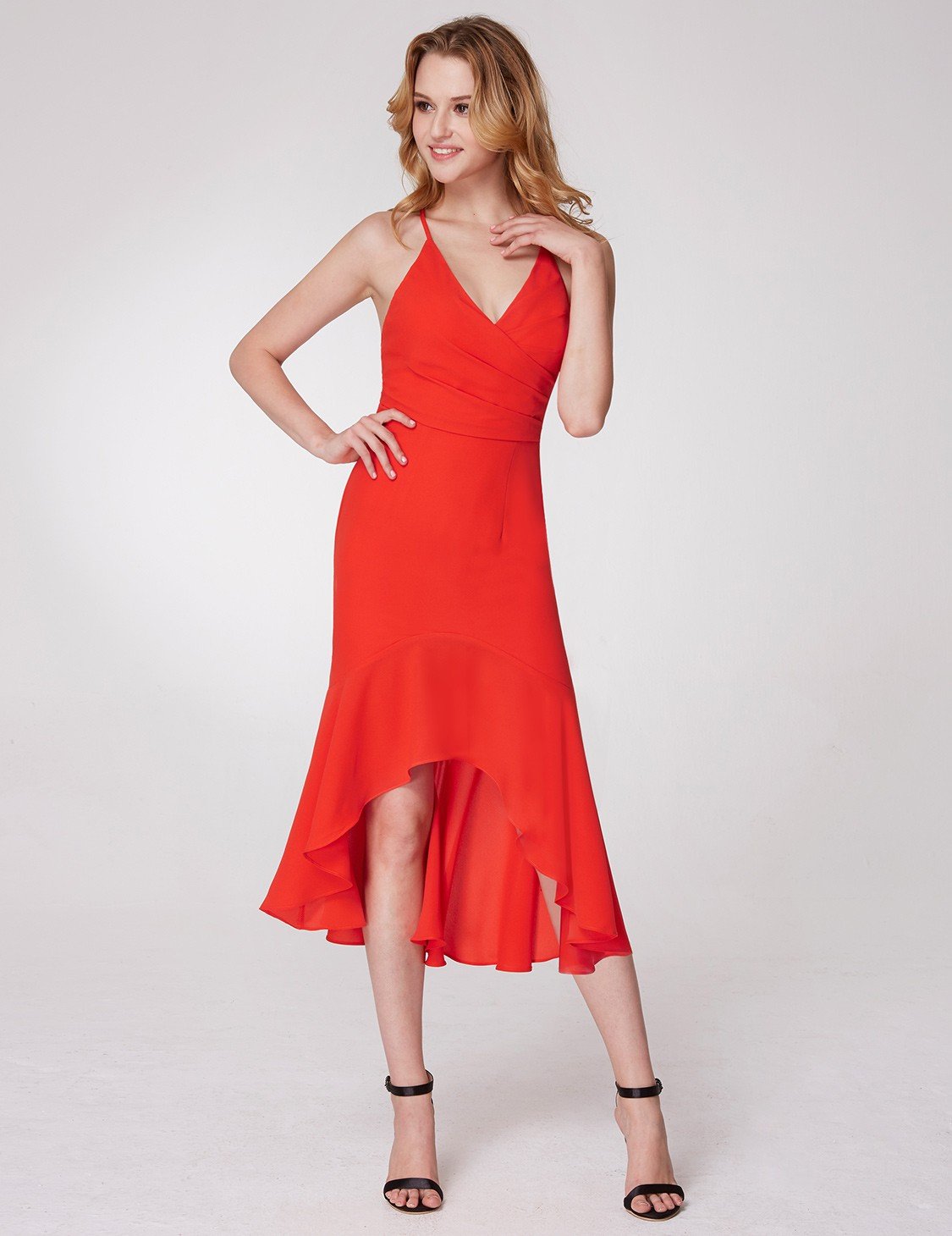 V Neck Fishtail Cocktail Occasion Dress