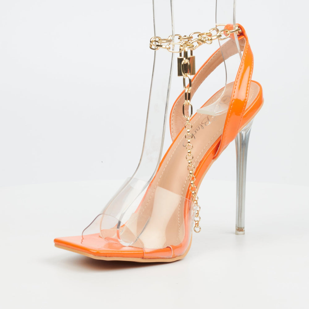 Clear and hot sale orange heels